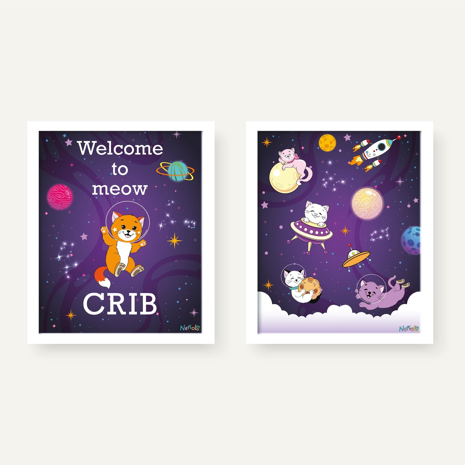 Meow Crib Wall Art -Set of 2