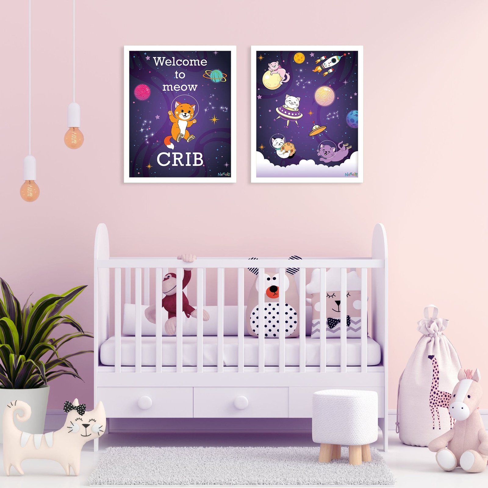 Meow Crib Wall Art -Set of 2