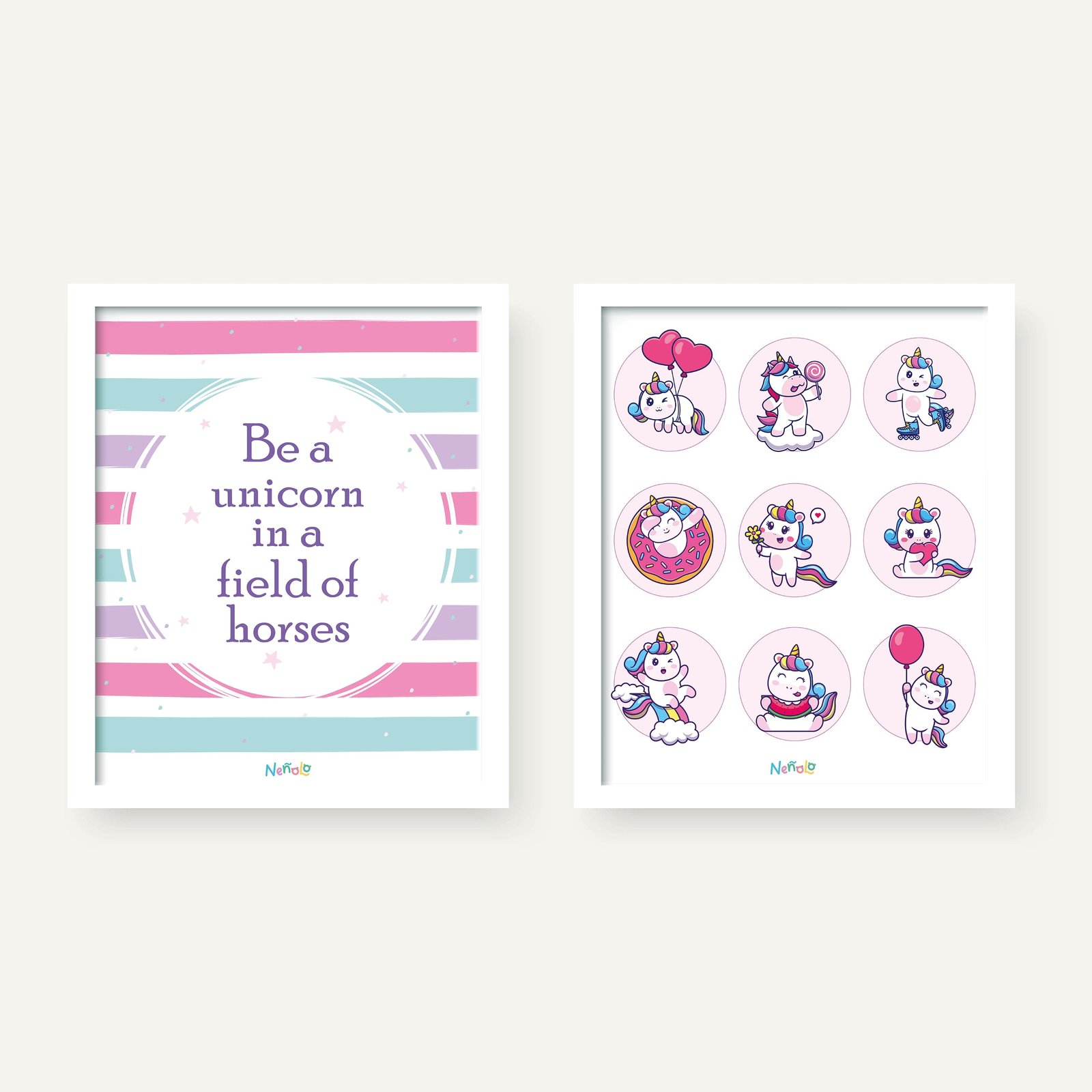 Unicorn World Wall Art- Set of 2