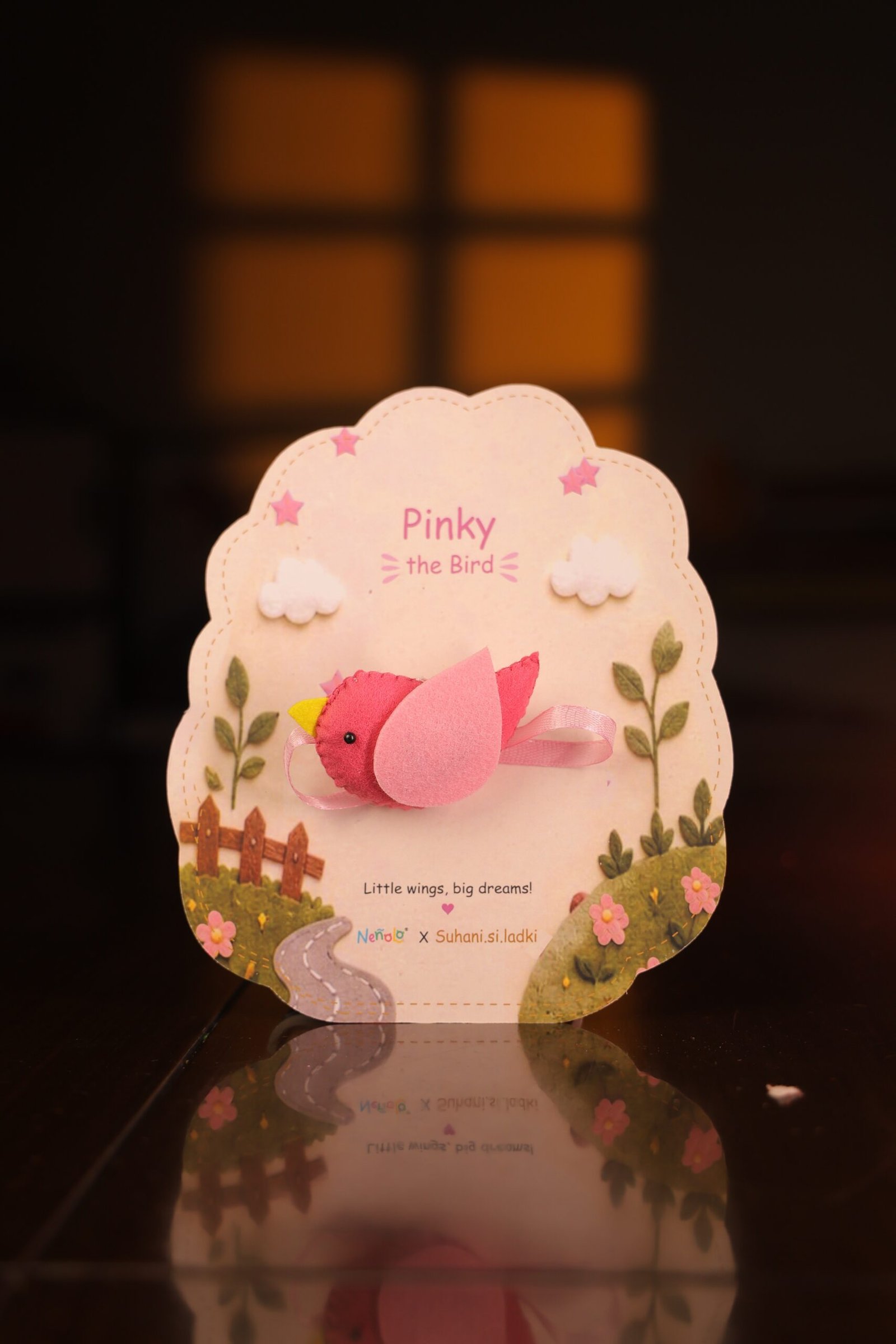 Nenolo Pink Bird Rakhi for kids with Keepsake Keychain