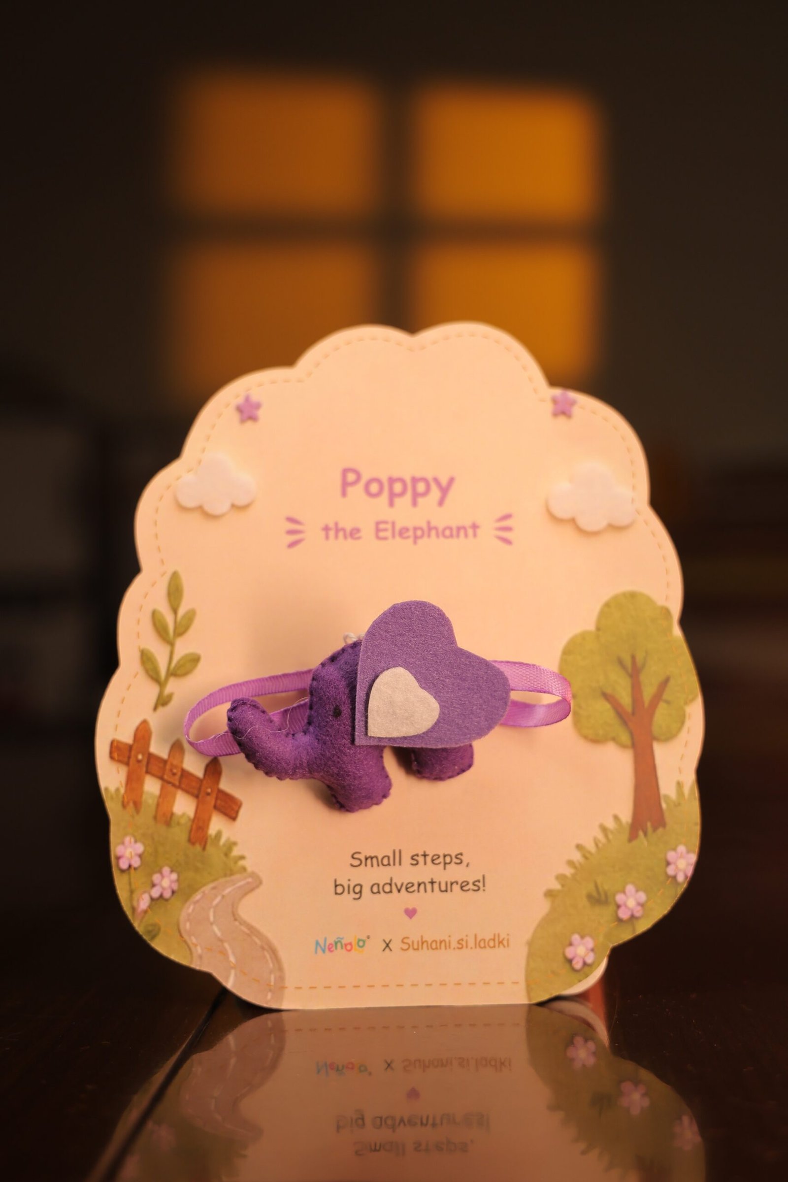 Nenolo Purple Elephant Rakhi for Kids and Keepsake Keychain