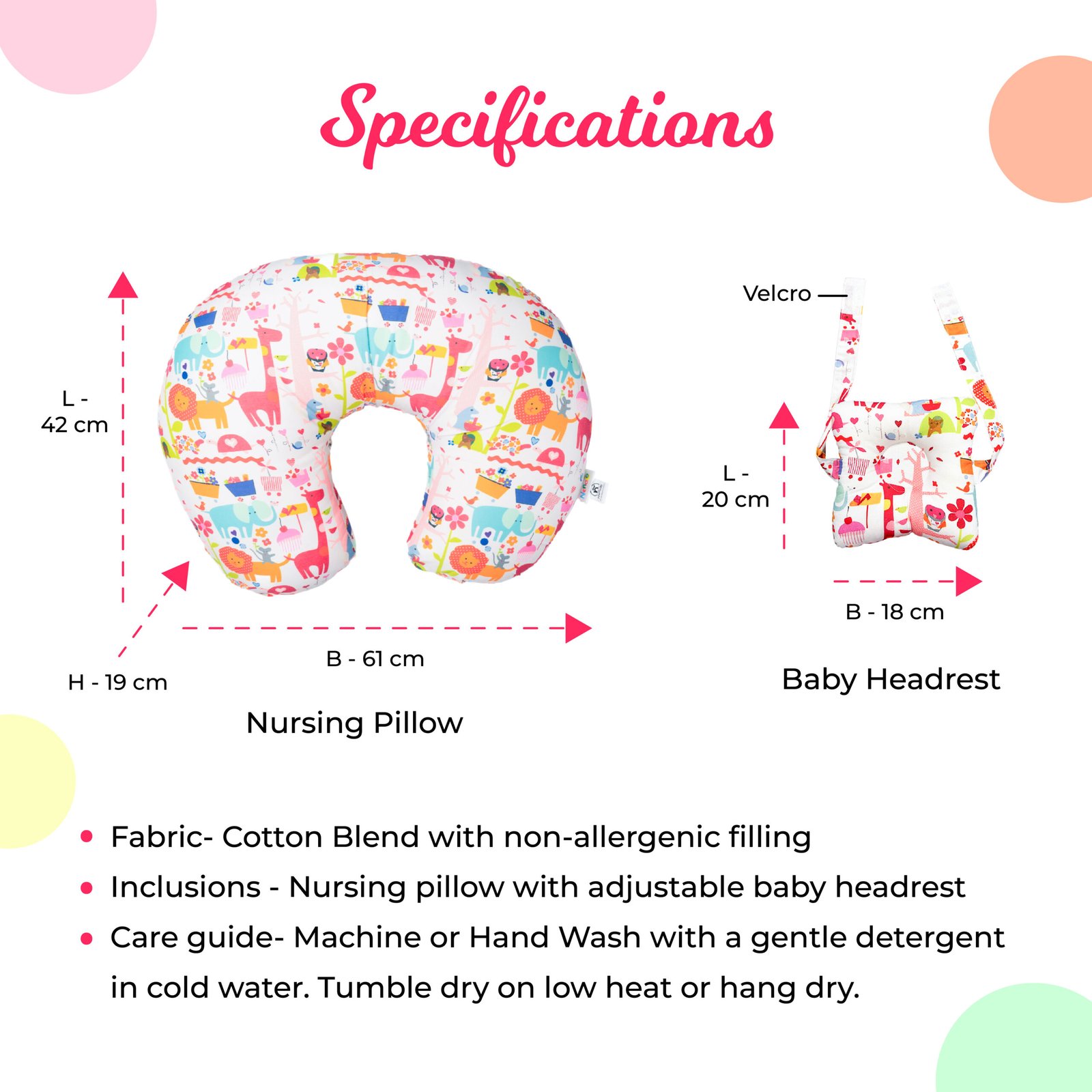 Details and dimensions of Nenolo Feeding Pillow