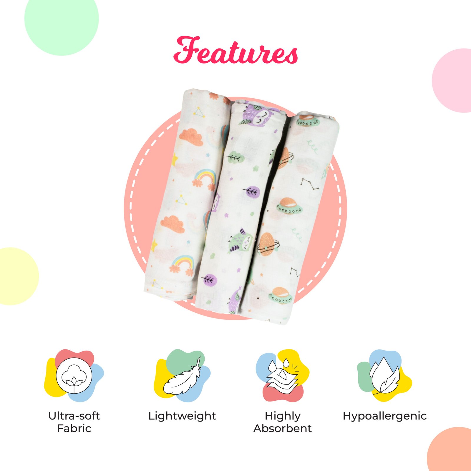 Lightweight baby swaddle blanket for everyday use